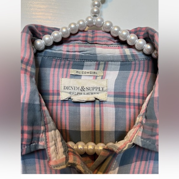Denim & Supply Ralph Lauren Button Shirt cowgirl girls RL Plaid western snap - Picture 6 of 11